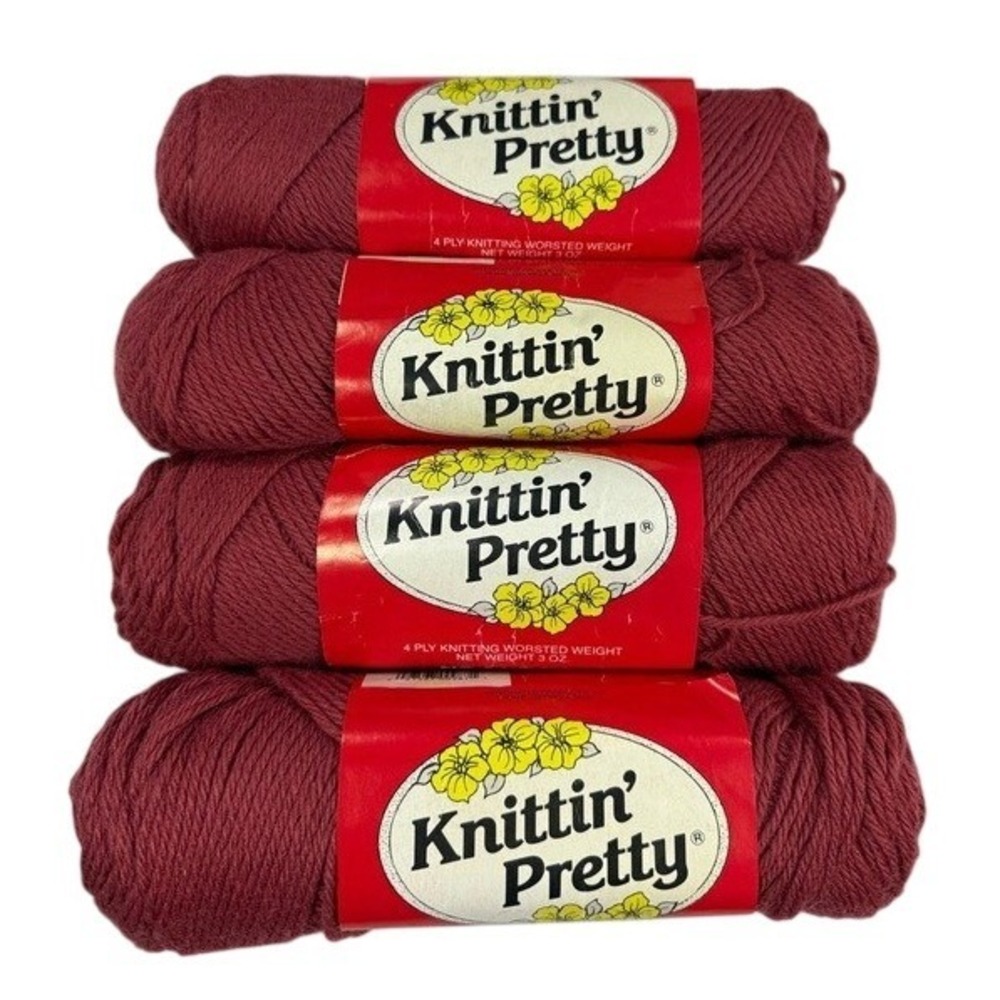 Knittin' Pretty Yarn 4 Skeins Color‎ 35 Purple 4 Ply Worsted Weight 100% Olefin